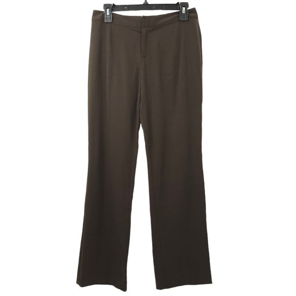 Nine West Essentials Pants Womens Sz 2 Stretch Mid Rise Flat Front Espresso NEW - Picture 1 of 12